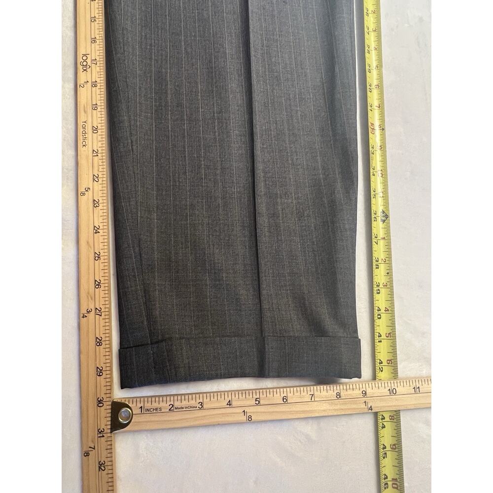 Hart Schaffner Marx 44L 37x30 Steel Gray Light Tan Stripe Suit Micro Hopsack - Picture 15 of 16